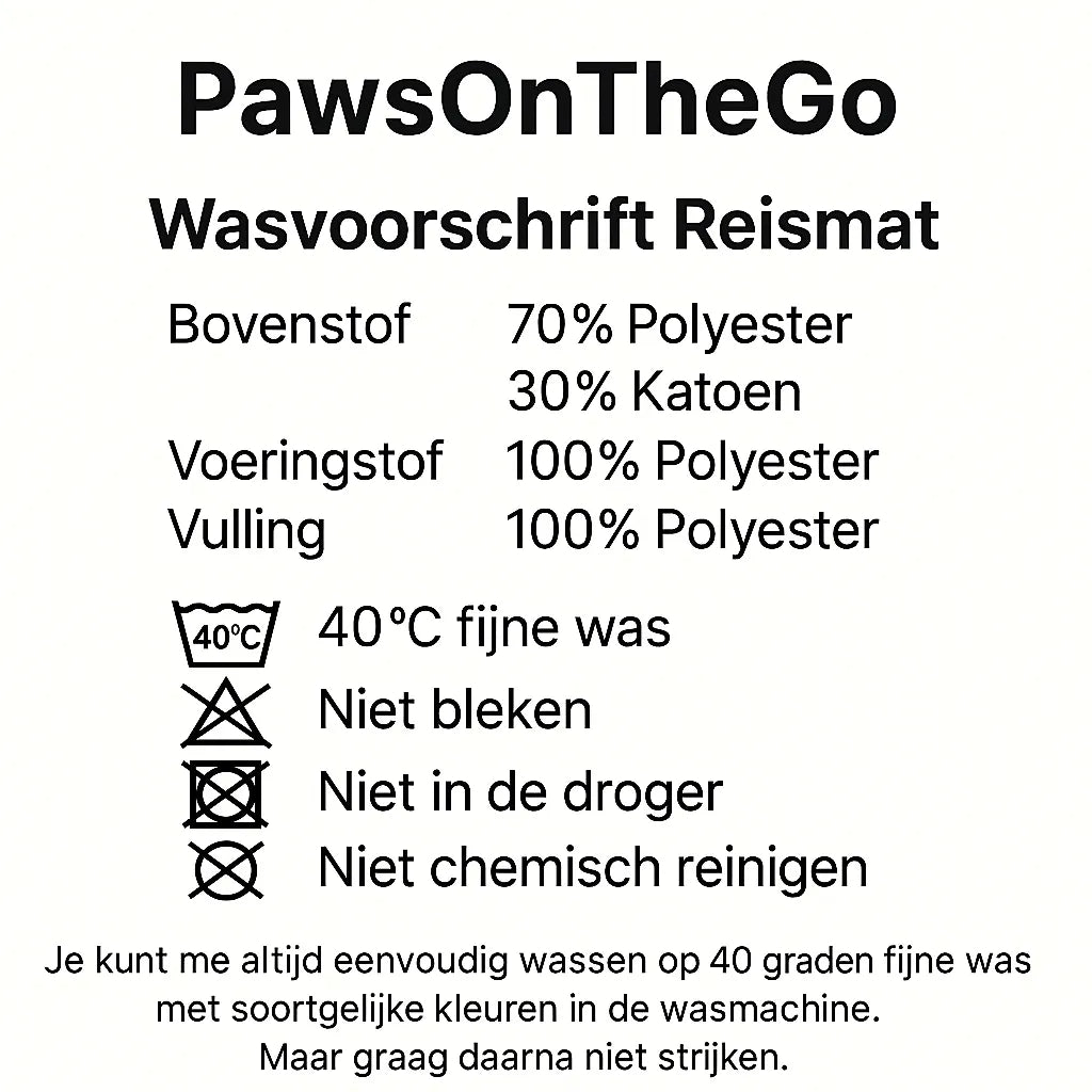 honden reismat wasvoorschriften